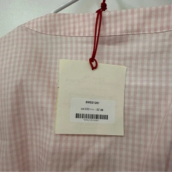 La Semaine Paris Pink Gingham Top Size 36 - Picture 2 of 9